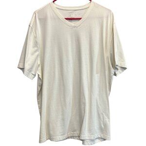 George Mens White V-Neck T-Shirt Size XL Short Sleeve Tee